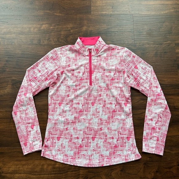 San Soleil Tops - SanSoleil SolCool 1/4 Zip Pullover 
Pink White 
Size Small